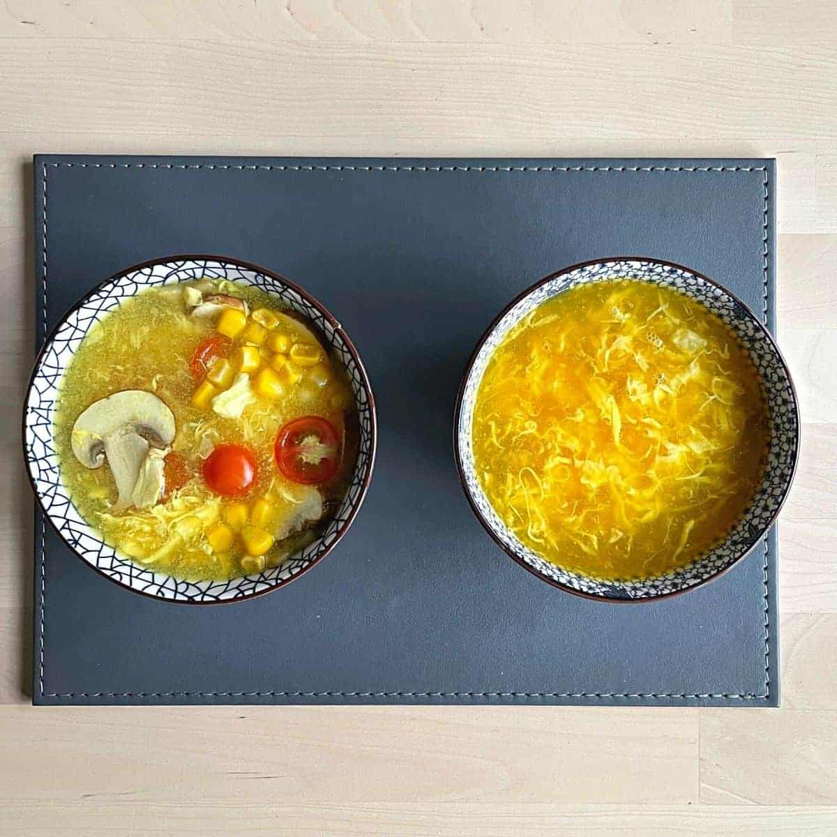 Plain egg drop soup vs with toppings