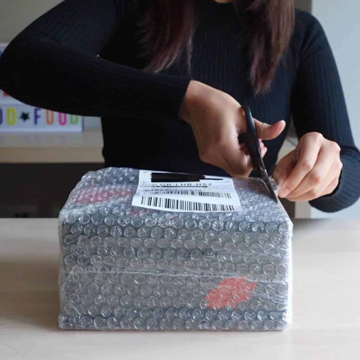 japanese snack box delivery in bubble wrap